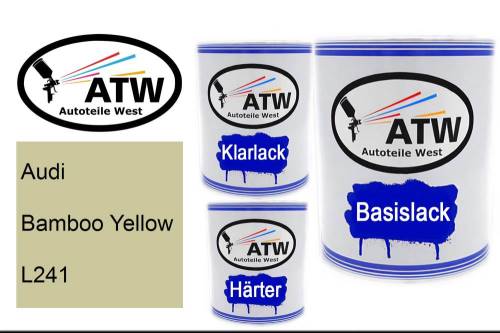 Audi, Bamboo Yellow, L241: 1L Lackdose + 1L Klarlack + 500ml Härter - Set, von ATW Autoteile West.